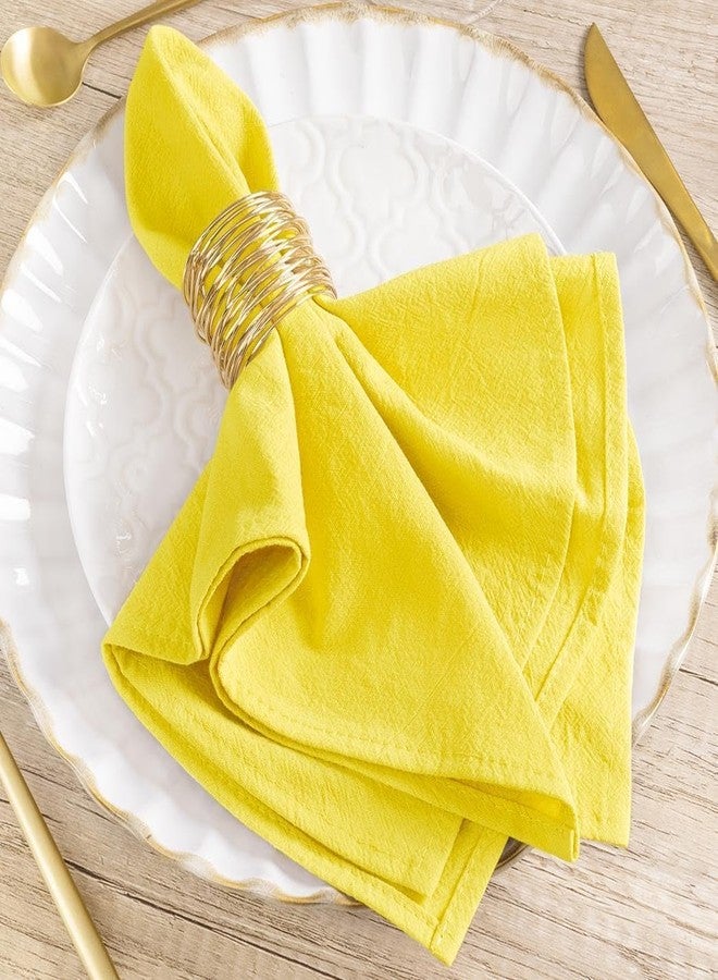 MLMW Cloth Napkins Set of 8 Yellow Linen Dinner Cotton Napkins Cloth Bulk Washable Napkins 16"×16" for Holiday Wedding Party Baby Bridal Shower Birthday Table Decorations - Image 1